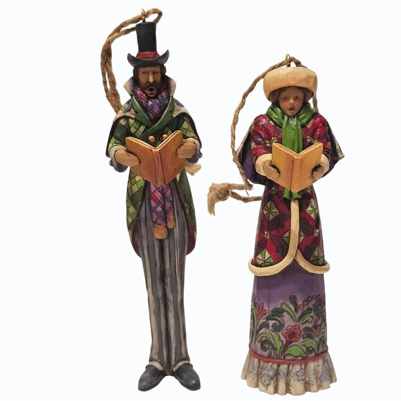 Jim Shore Heartwood Creek Victorian Carolers Christmas Ornament Pair w Box 2006 - Picture 2 of 16